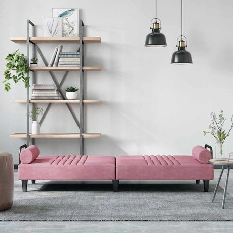 Vidaxl slaapbank met armleuningen fluweel roze