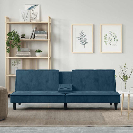 Vidaxl slaapbank met bekerhouders fluweel blauw