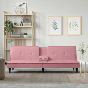 Vidaxl slaapbank met bekerhouders fluweel roze