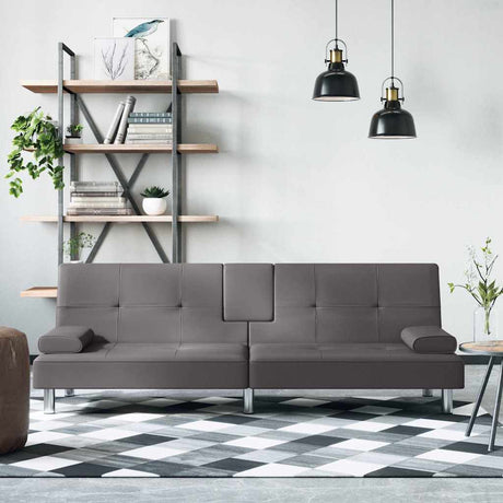 Vidaxl slaapbank met bekerhouders kunstleer grijs