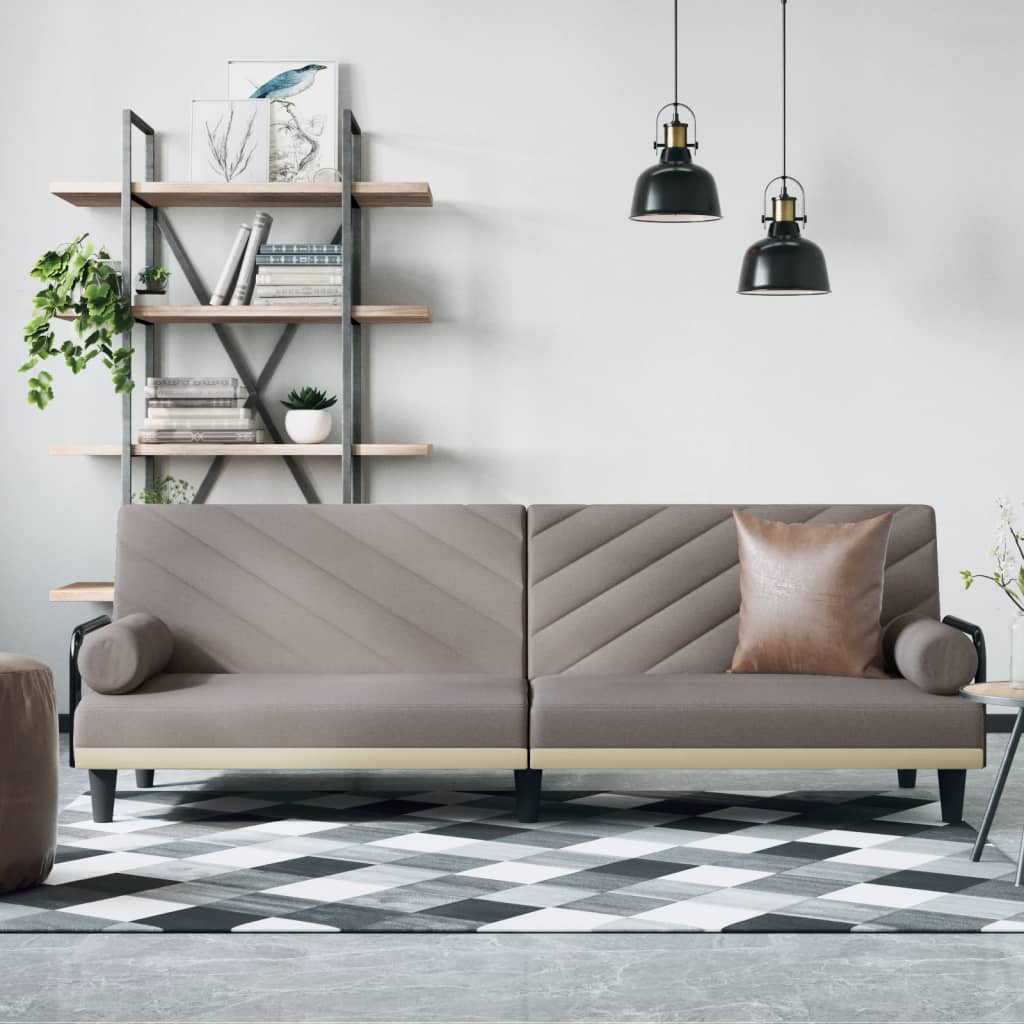 Vidaxl slaapbank met armleuningen stof taupe