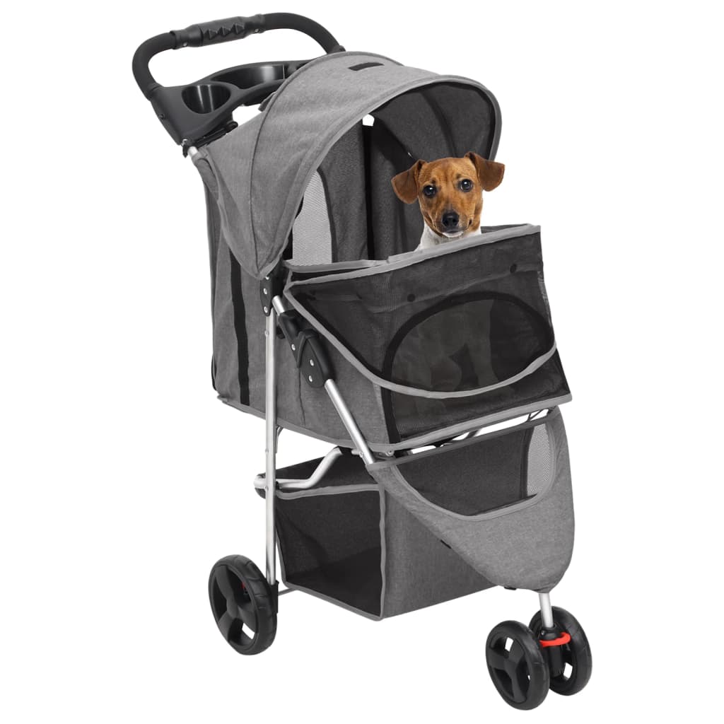 Vidaxl Dog Car pieghevole 80x46x98 cm tessuto oxford grigio