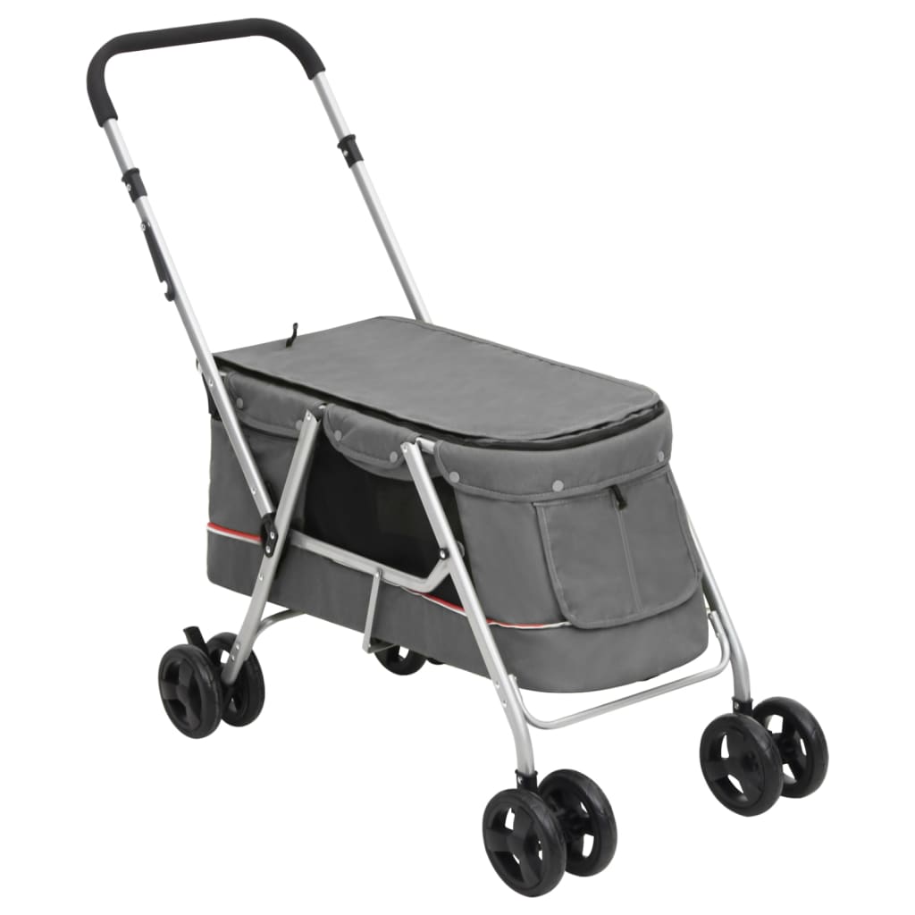 Vidaxl Dog Car Preklopljen 100x49x96 cm lanena tkanina siva