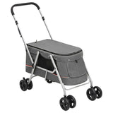 Vidaxl Dog Car Preklopljen 100x49x96 cm lanena tkanina siva