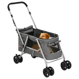 Vidaxl Dog Car Preklopljen 100x49x96 cm lanena tkanina siva