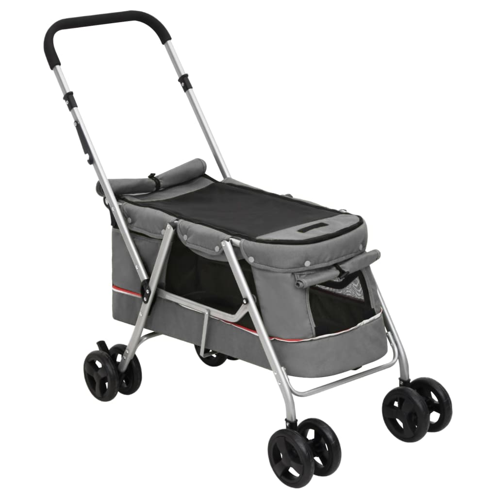 Vidaxl Dog Car Preklopljen 100x49x96 cm lanena tkanina siva