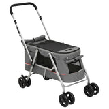 Vidaxl Dog Car Preklopljen 100x49x96 cm lanena tkanina siva