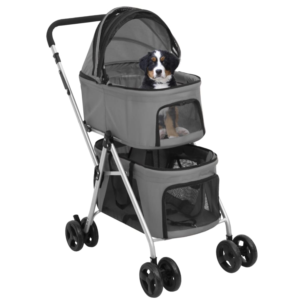 VidaXL dog car 2-layer foldable 83x48x97 cm Oxford fabric gray