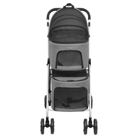 Vidaxl hondenwagen 2-laags inklapbaar 83x48x97 cm oxford stof grijs