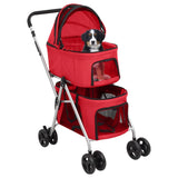 VidaXL dog car 2-layer foldable 83x48x97 cm Oxford fabric red