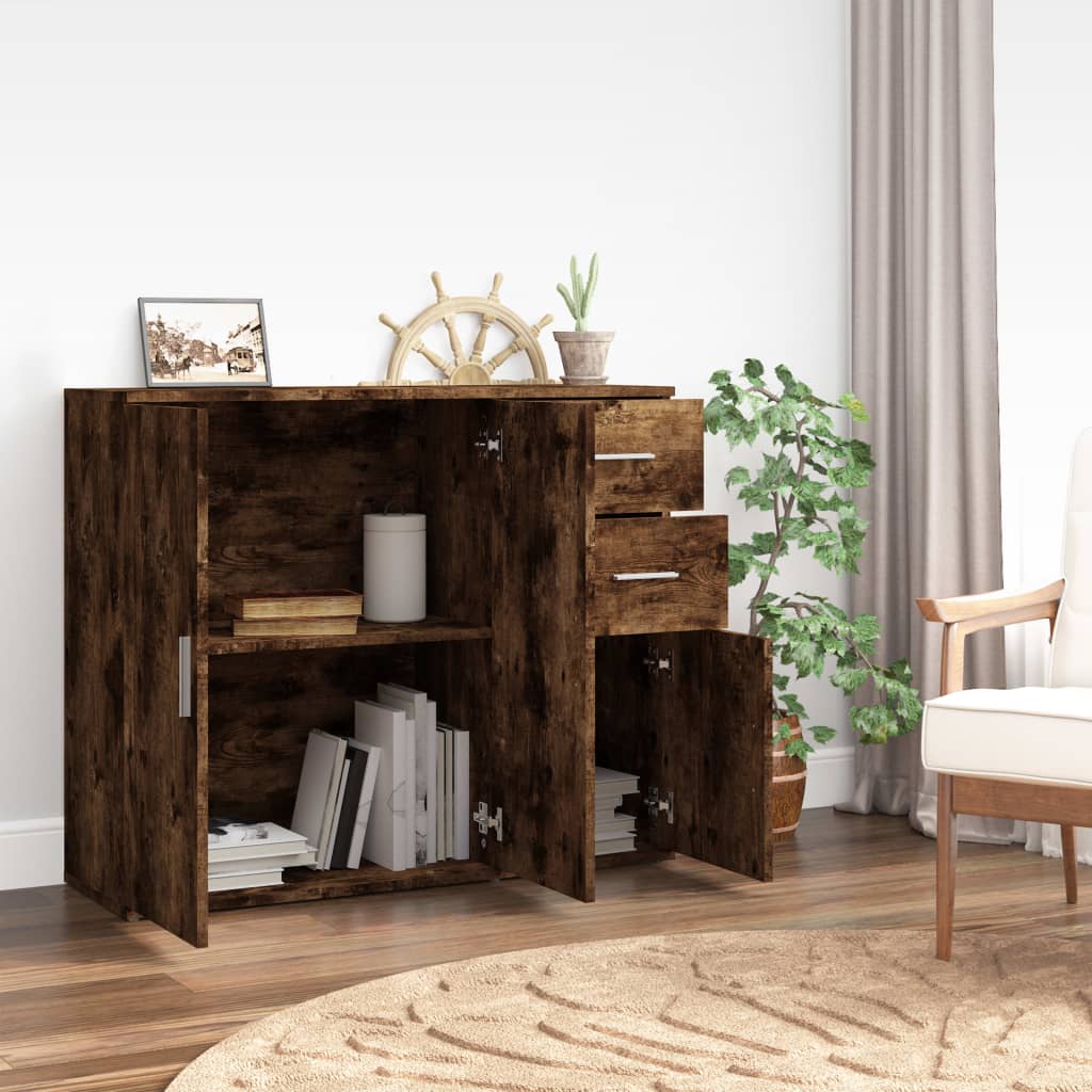 Vidaxl dressoir 91x29,5x75 cm bewerkt hout gerookt eikenkleurig