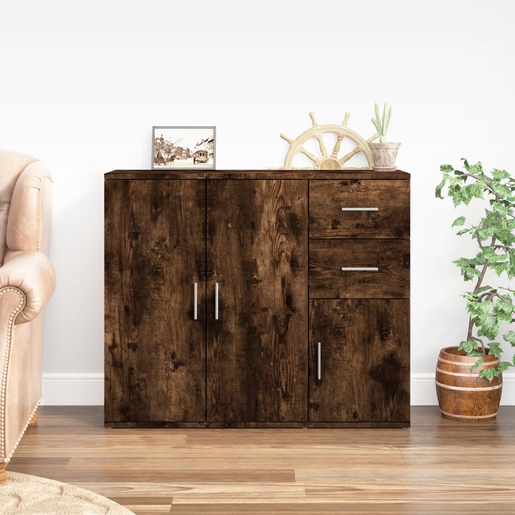 Vidaxl dressoir 91x29,5x75 cm bewerkt hout gerookt eikenkleurig