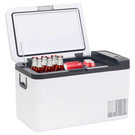Vidaxl koelbox met handvat en adapter 25 l pp pe zwart en wit