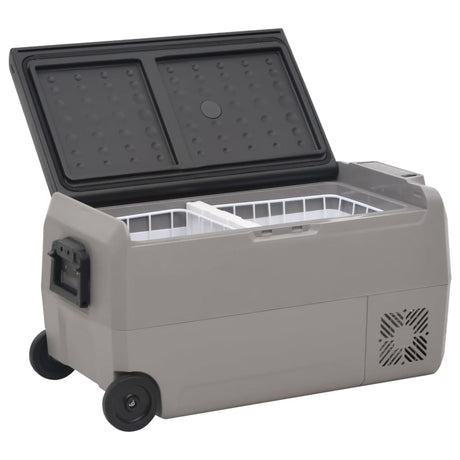 Vidaxl koelbox met wielen en adapter 36 l pp en pe zwart en grijs