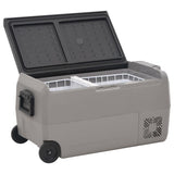 Vidaxl koelbox met wielen en adapter 50 l pp en pe zwart en grijs