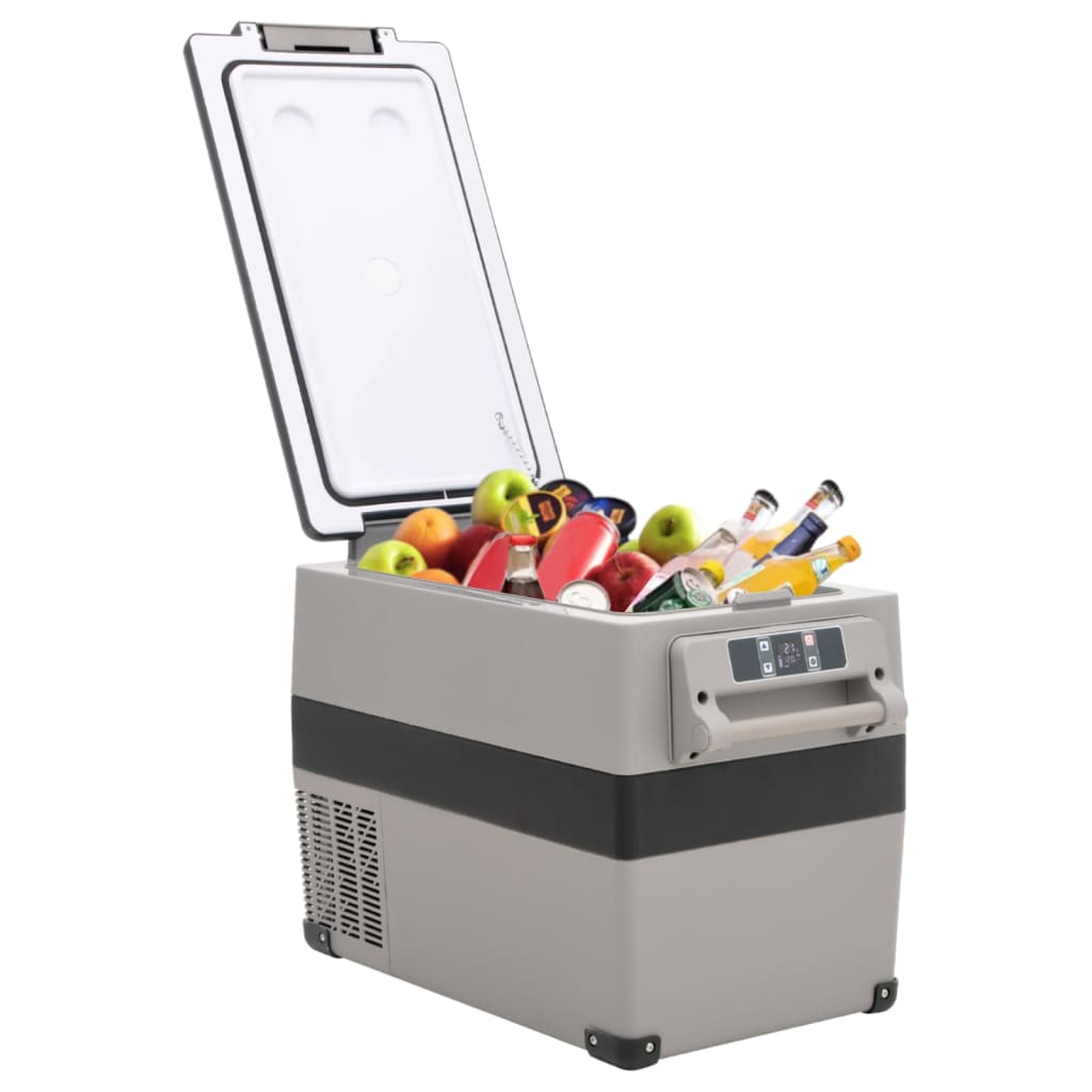 VidaXL Koelbox met handvat en adapter 45 L PP PE zwart en grijs