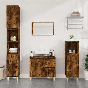 Vidaxl badkamerkast 30x30x190 cm bewerkt hout gerookt eikenkleurig
