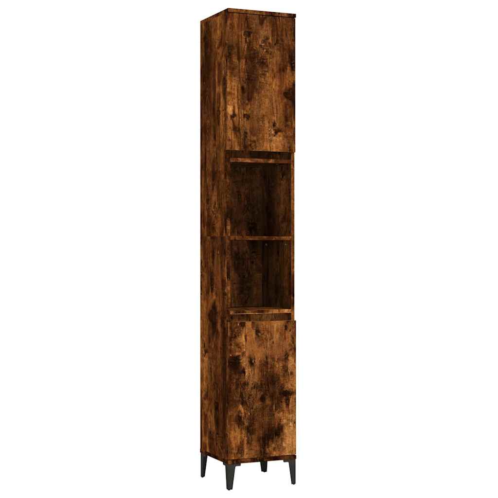 Vidaxl badkamerkast 30x30x190 cm bewerkt hout gerookt eikenkleurig