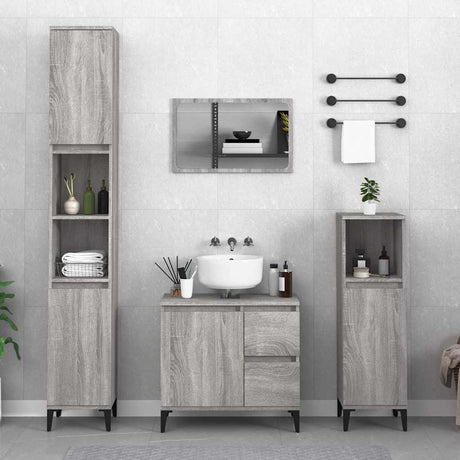 Vidaxl badkamerkast 30x30x190 cm bewerkt hout grijs sonoma eikenkleur