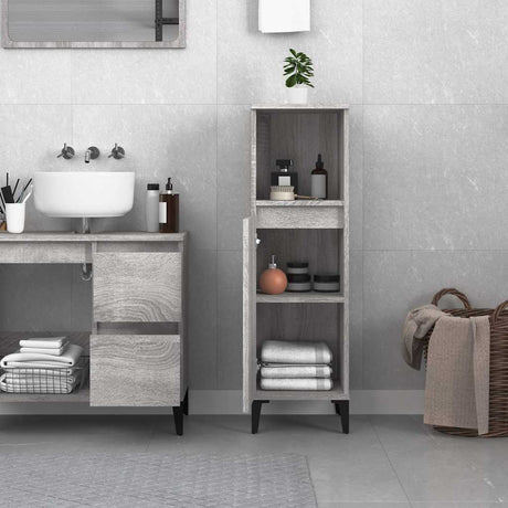 Vidaxl badkamerkast 30x30x100 cm bewerkt hout grijs sonoma eikenkleur