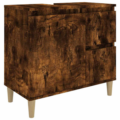 Vidaxl badkamerkast 65x33x60 cm bewerkt hout gerookt eikenkleurig