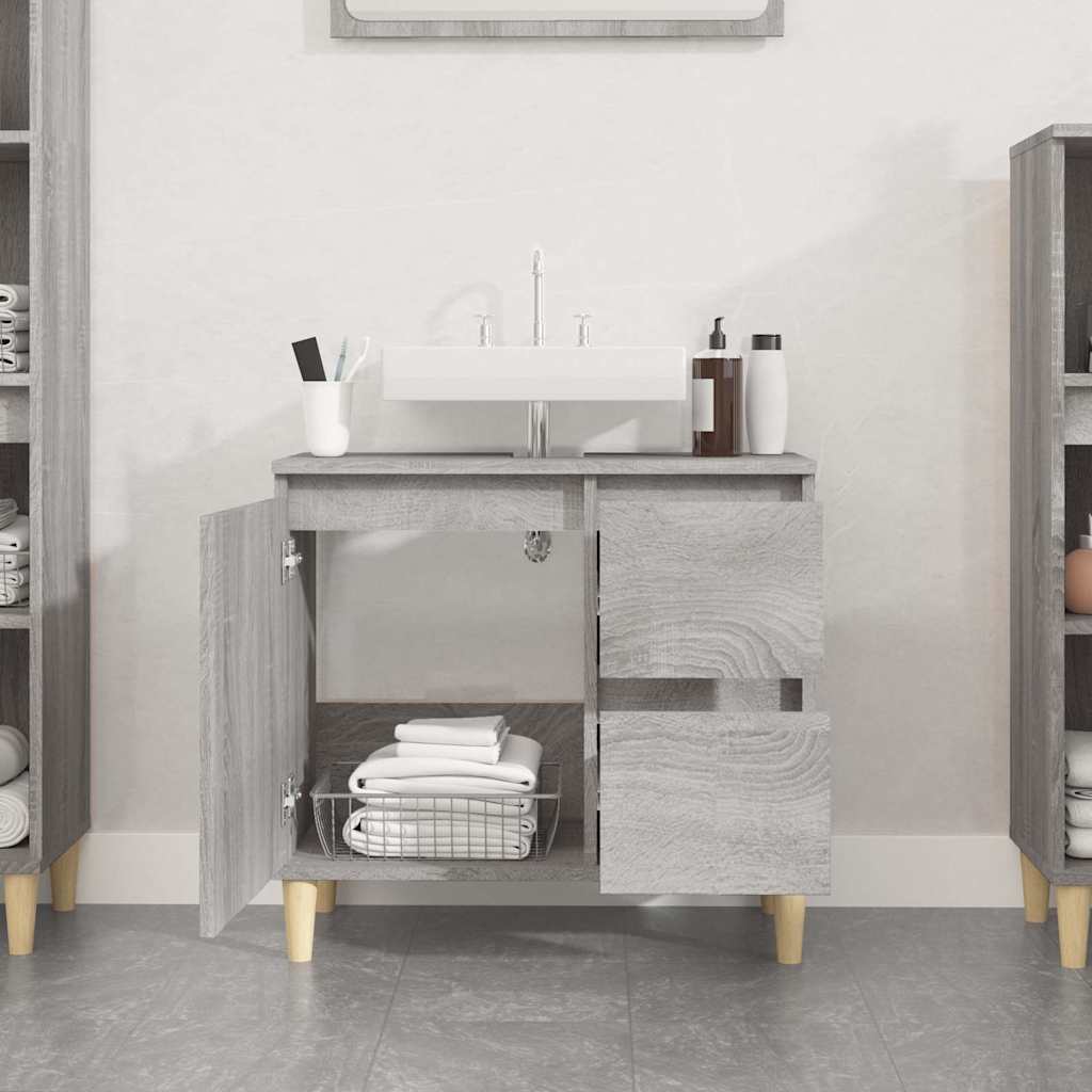 Vidaxl badkamerkast 65x33x60 cm bewerkt hout grijs sonoma eikenkleurig
