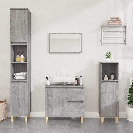 Vidaxl badkamerkast 65x33x60 cm bewerkt hout grijs sonoma eikenkleurig