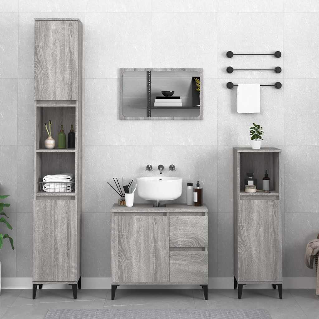 Vidaxl badkamerkast 65x33x60 cm bewerkt hout grijs sonoma eikenkleurig