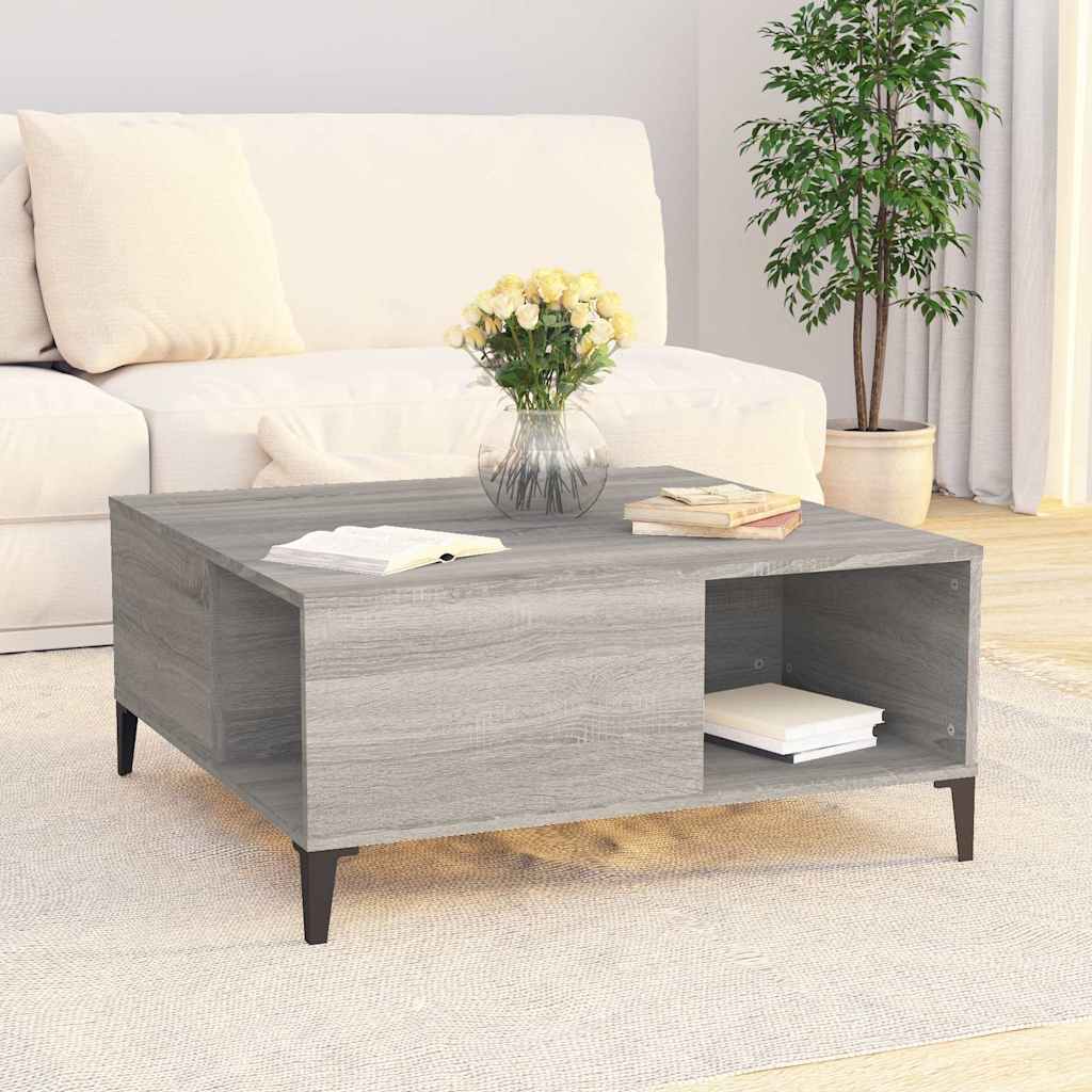Vidaxl salontafel 80x80x36,5 cm bewerkt hout grijs sonoma eikenkleurig