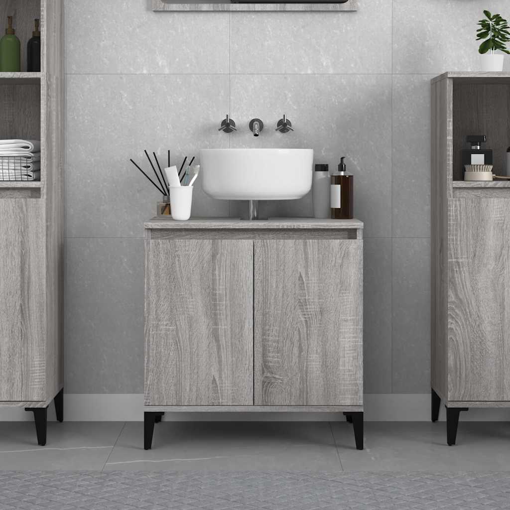 Vidaxl wastafelkast 58x33x60 cm bewerkt hout grijs sonoma eikenkleurig
