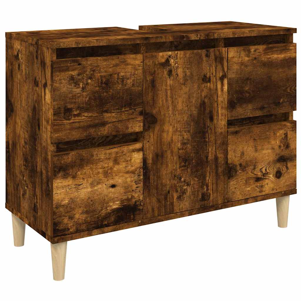 Vidaxl wastafelkast 80x33x60 cm bewerkt hout gerookt eikenkleurig