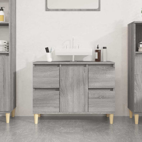 Vidaxl wastafelkast 80x33x60 cm bewerkt hout grijs sonoma eikenkleurig