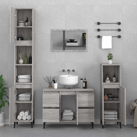 Vidaxl wastafelkast 80x33x60 cm bewerkt hout grijs sonoma eikenkleurig