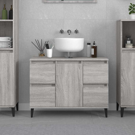 Vidaxl wastafelkast 80x33x60 cm bewerkt hout grijs sonoma eikenkleurig