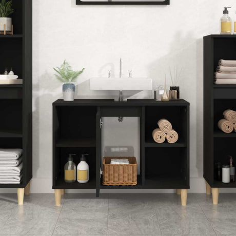 Vidaxl wastafelkast 80x33x60 cm bewerkt hout zwart