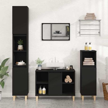 Vidaxl wastafelkast 80x33x60 cm bewerkt hout zwart