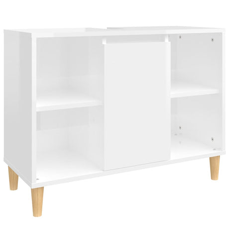 Vidaxl wastafelkast 80x33x60 cm bewerkt hout hoogglans wit