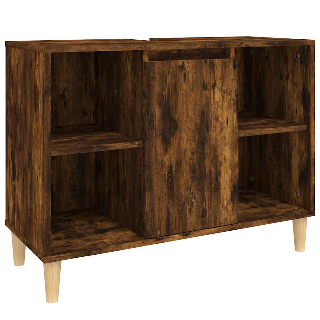 Vidaxl wastafelkast 80x33x60 cm bewerkt hout gerookt eikenkleurig