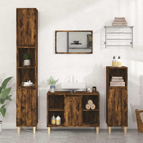 Vidaxl wastafelkast 80x33x60 cm bewerkt hout gerookt eikenkleurig