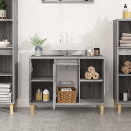 Vidaxl wastafelkast 80x33x60 cm bewerkt hout grijs sonoma eikenkleurig