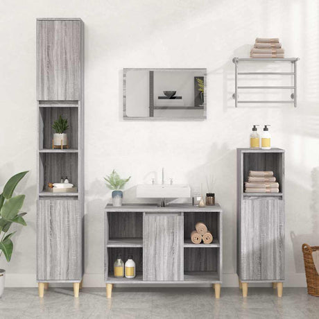 Vidaxl wastafelkast 80x33x60 cm bewerkt hout grijs sonoma eikenkleurig