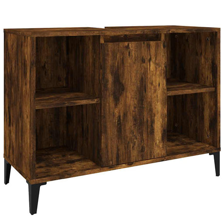 Vidaxl wastafelkast 80x33x60 cm bewerkt hout gerookt eikenkleurig