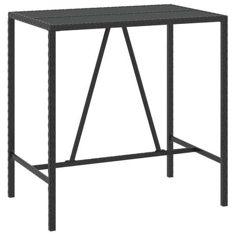 Vidaxl bartafel met glazen blad 110x70x110 cm poly rattan zwart