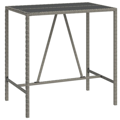 Vidaxl bartafel met glazen blad 110x70x110 cm poly rattan grijs