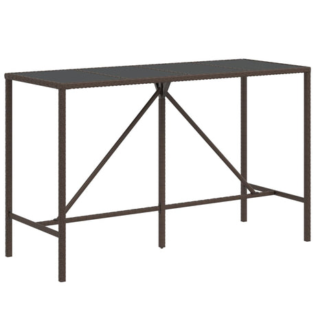 Vidaxl bartafel met glazen blad 180x70x110 cm poly rattan bruin