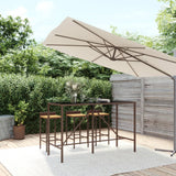 Vidaxl bartafel met glazen blad 180x70x110 cm poly rattan bruin