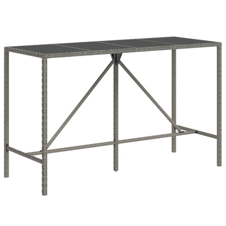 Vidaxl bartafel met glazen blad 180x70x110 cm poly rattan grijs