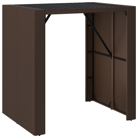 Vidaxl bartafel met glazen blad 105x80x110 cm poly rattan bruin