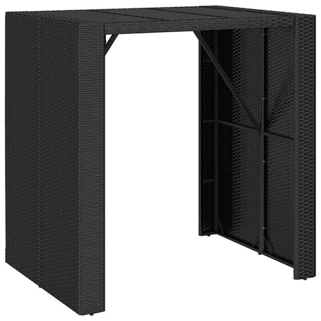 Vidaxl bartafel met glazen blad 105x80x110 cm poly rattan zwart