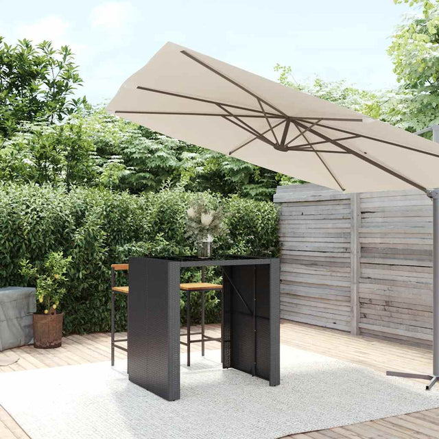 Vidaxl bartafel met glazen blad 105x80x110 cm poly rattan zwart